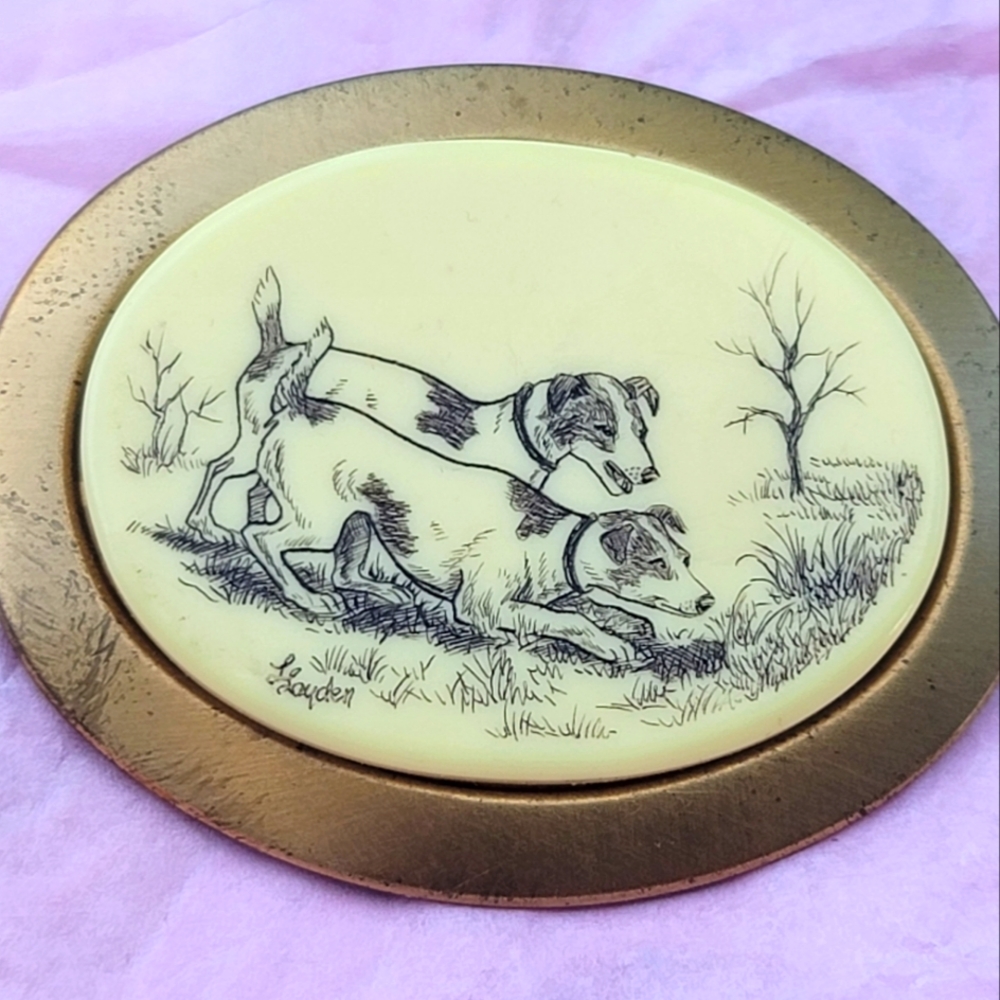 💫 JACK RUSSELL Terrier Brooch Pin Rat Cstcher Scrimshaw
